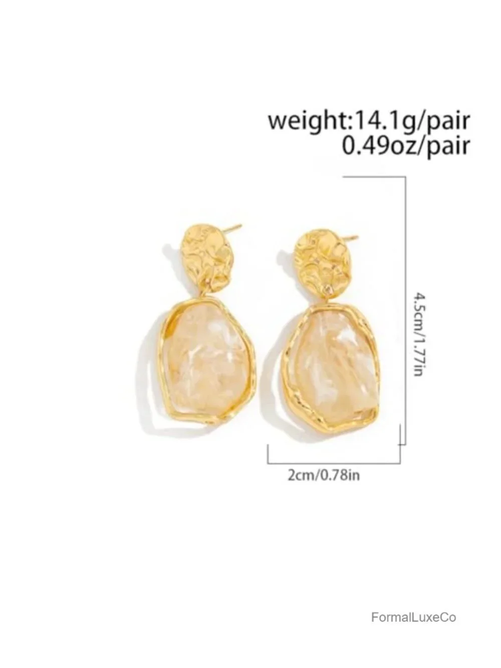 Chunky Crystal Statement Drop Dangle Earrings Vintage Hammered Textured